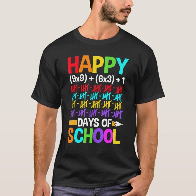 Camiseta Teachers Students Happy 100 Days of School (Anverso)