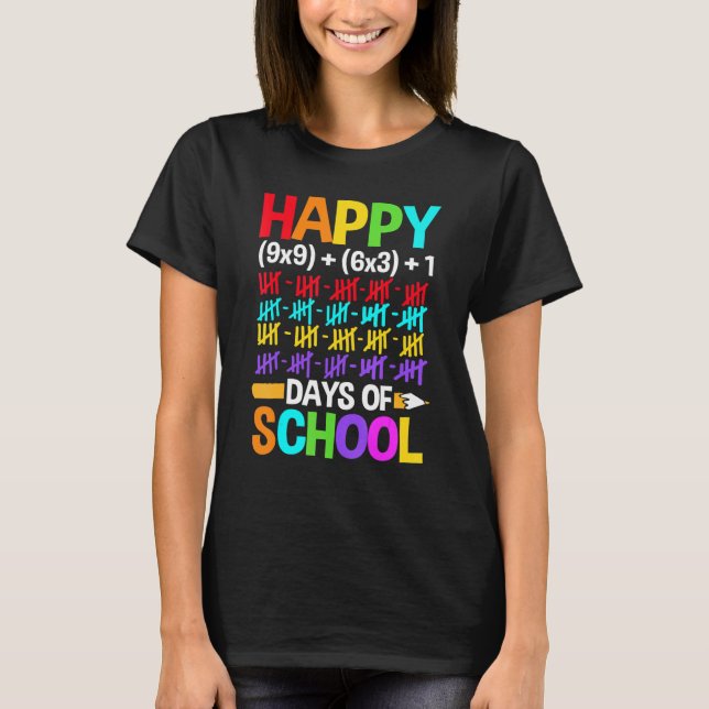 Camiseta Teachers Students Happy 100 Days of School (Anverso)