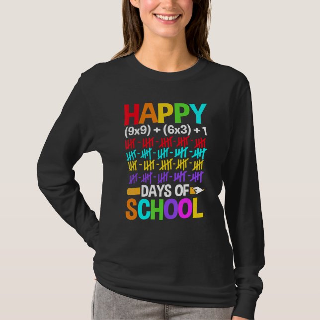 Camiseta Teachers Students Happy 100 Days of School (Anverso)