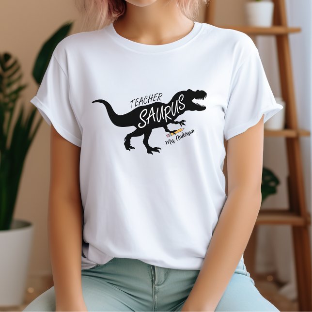 Camiseta Teachersaurus Funny Teacher Dinosaurio Nombre T Re (Teachersaurus)