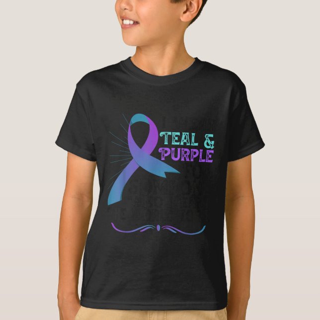 Camiseta Teal Purple Ribbon For Suicide Prevention Awarenes (Anverso)