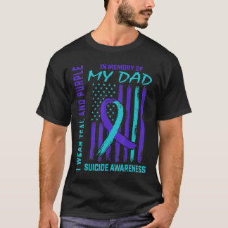 Camiseta Teal Purple Ribbon In Memory Of Dad Suicide Awaren
