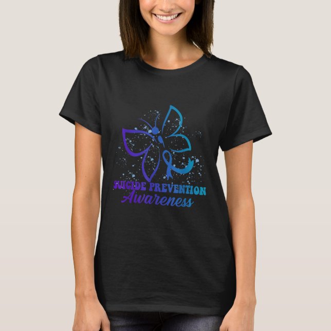 Camiseta Teal Purple Semicolon Dragonfly Suicide Prevention (Anverso)