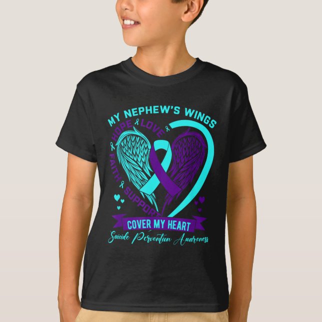 Camiseta Teal Purple Suicide Prevention Awareness Nephew He (Anverso)