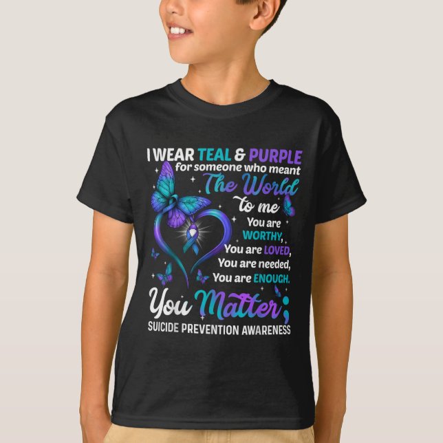 Camiseta Teal Purple You Suicide Prevention Awareness Month (Anverso)