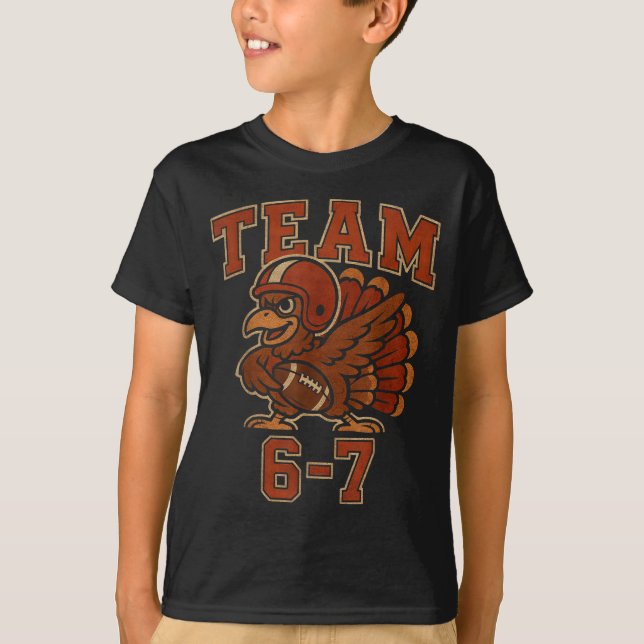 Camiseta Team 67 Thanksgiving Turkey Football Boys Kids Six (Anverso)