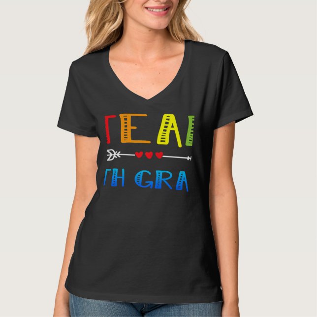 Camiseta team 7th grade heart back to school teacher cute a (Anverso)