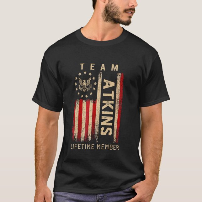 Camiseta Team ATKINS Lifetime Member American Flag (Anverso)