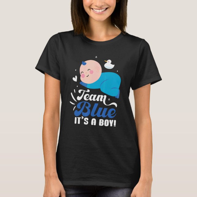 Camiseta Team Blue It's A Boy Pregnancy Baby Gender Reveal (Anverso)