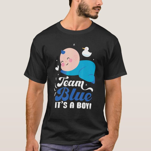 Camiseta Team Blue It's A Boy Pregnancy Baby Gender Reveal (Anverso)
