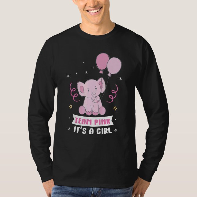 Camiseta Team Blue It's A Girl Pregnancy Elephant Gender Re (Anverso)