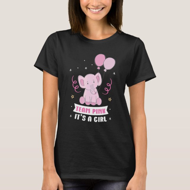 Camiseta Team Blue It's A Girl Pregnancy Elephant Gender Re (Anverso)