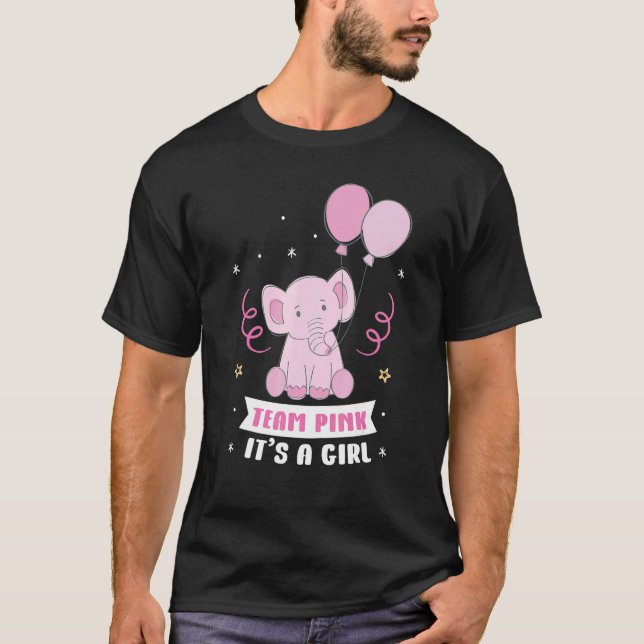 Camiseta Team Blue It's A Girl Pregnancy Elephant Gender Re (Anverso)
