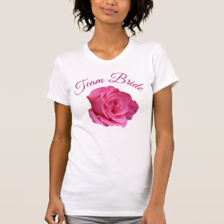 Camiseta Team Bride bonito rosa rosa rosa rosa floral fiest