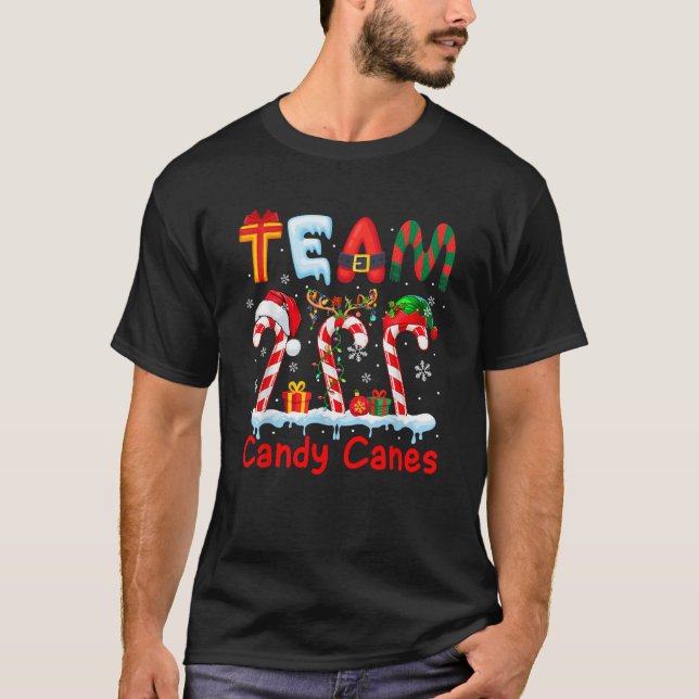 Camiseta Team Candy Canes Christmas Three Santa Reindeer El (Anverso)
