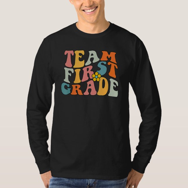Camiseta Team First Grade Groovy Wavy , 1st Grade Back To S (Anverso)