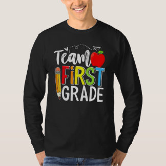 Camiseta Team First Grade Shirt Teacher Student Kids Back T