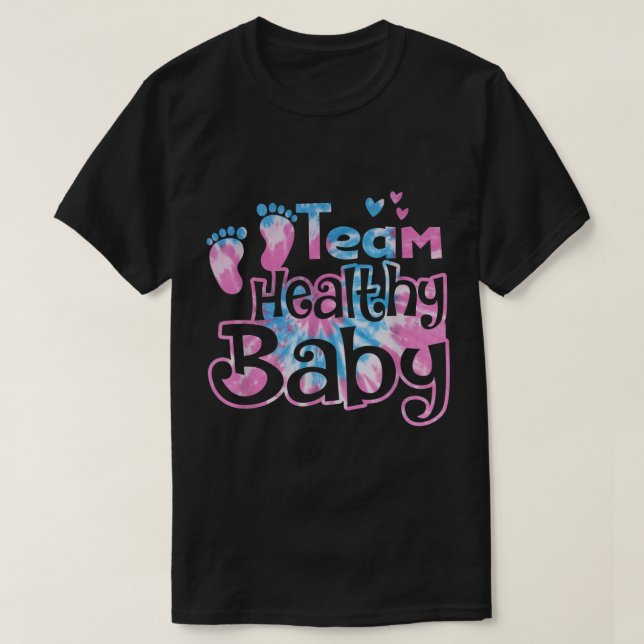Camiseta Team Healthy Baby Gender Reveal Party Pink Or Blue (Diseño del anverso)