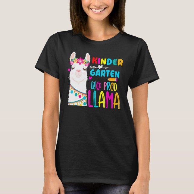 Camiseta Team Kindergarten Teacher Rainbow No Prob Llama 10 (Anverso)