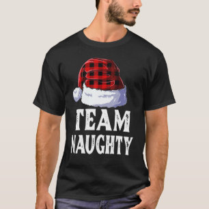 Camiseta Team Naughty Santa Red Plaid Claus Christmas Pajam
