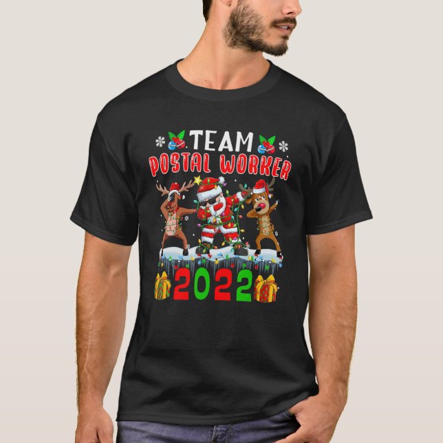 Camiseta Team Postal Worker 2022 Luces de Navidad Dabbing R (Anverso)