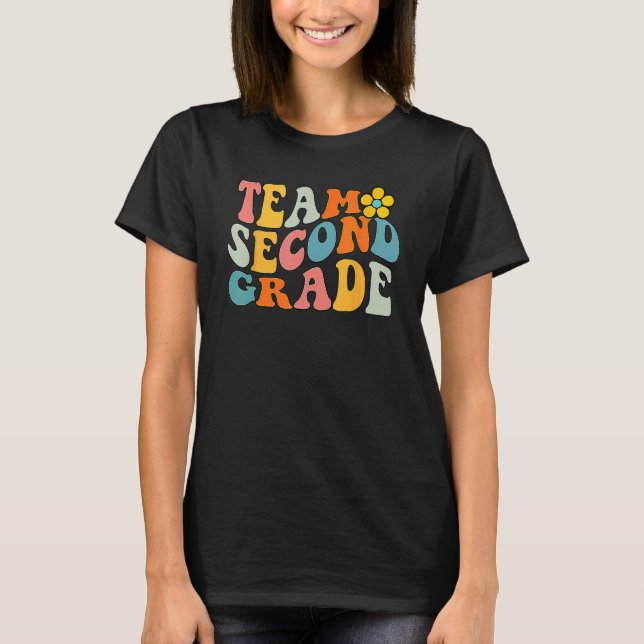 Camiseta Team Second Grade Groovy Wavy 2nd Grade Back To Sc (Anverso)