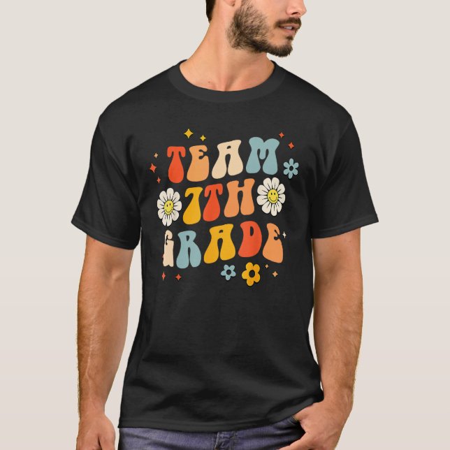 Camiseta Team Seventh Grade Groovy Wavy , 7th Grade Back To (Anverso)