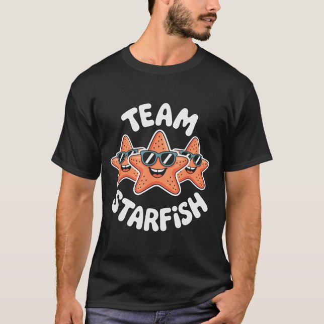 Camiseta Team Starfish Cool Sungles Ocean Cartoon Crew Funn (Anverso)