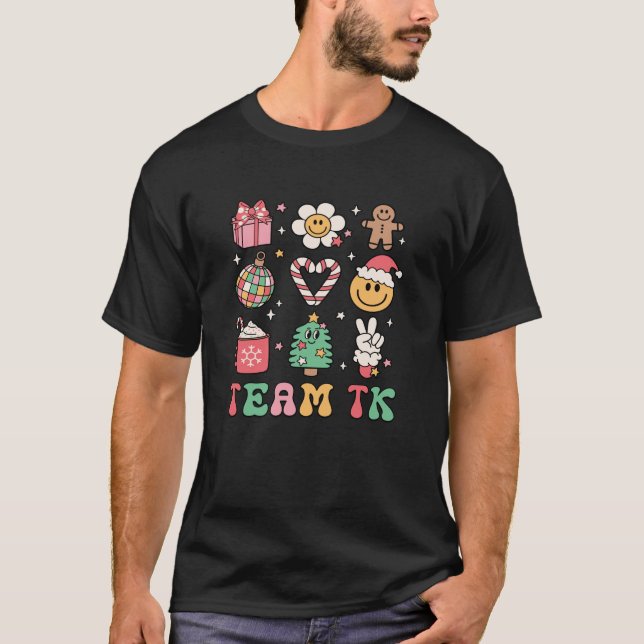 Camiseta Team TK Teacher Smile Face Christmas Candy Cane Ba (Anverso)
