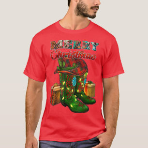 Camiseta Teas Cow Imprimir Boots Boots Gorra Merry Chris