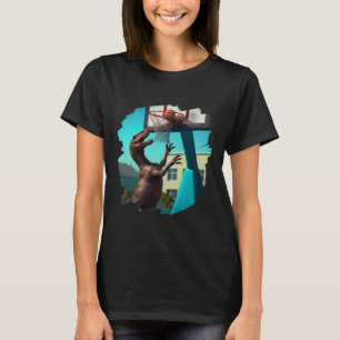 Camiseta Teatro de Dinosaurios de T Rex Tocando Sketll Dive