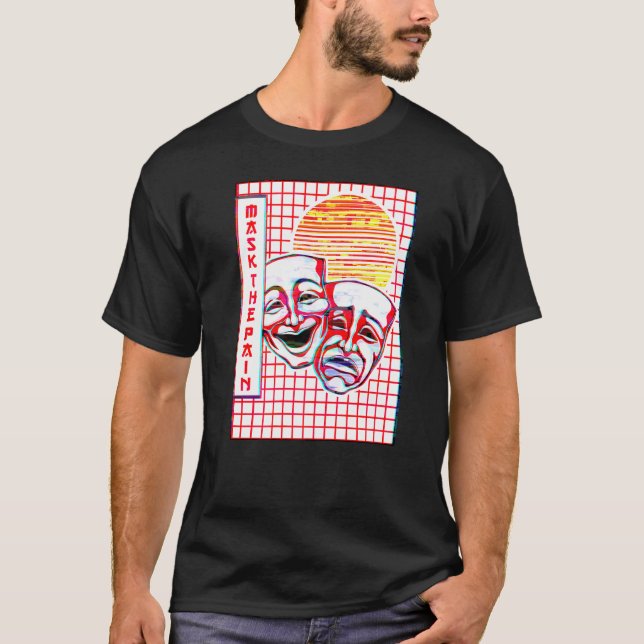 Camiseta Teatro Máscara Vaporwave Drama Estético Comedia Y (Anverso)