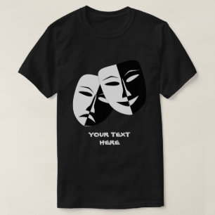 Camiseta Teatro Mask Comedia Tragedia Personalizado Blanco 