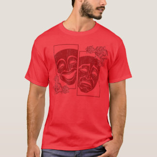 Camiseta Teatro Mask Drama Comedia suave Grunge Roses Rojos