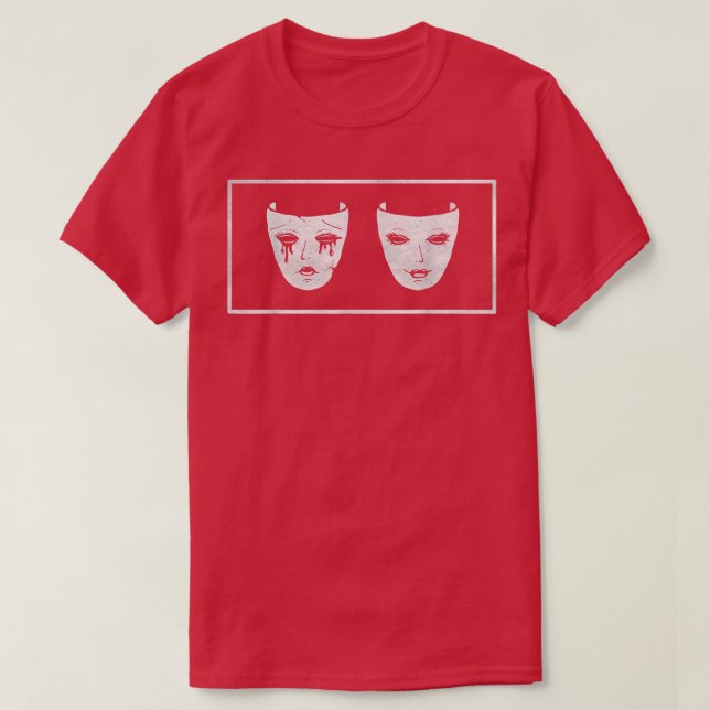 Camiseta Teatro Mask Drama Comedia Y Tragedia Grunge Suave (Diseño del anverso)