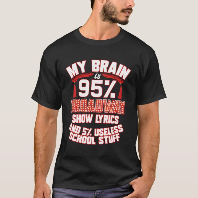 Camiseta Teatro Mi Cerebro Es 95 Letras De Broadway Música (Anverso)