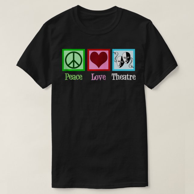 Camiseta Teatro Peace Love Teatro Cute Drama Club Actor Zip (Diseño del anverso)