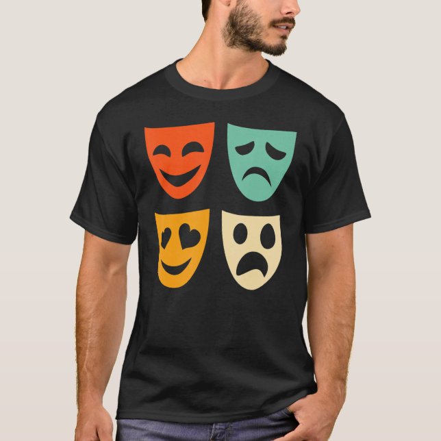 Camiseta Teatro vintage máscaras actor de teatro (Anverso)