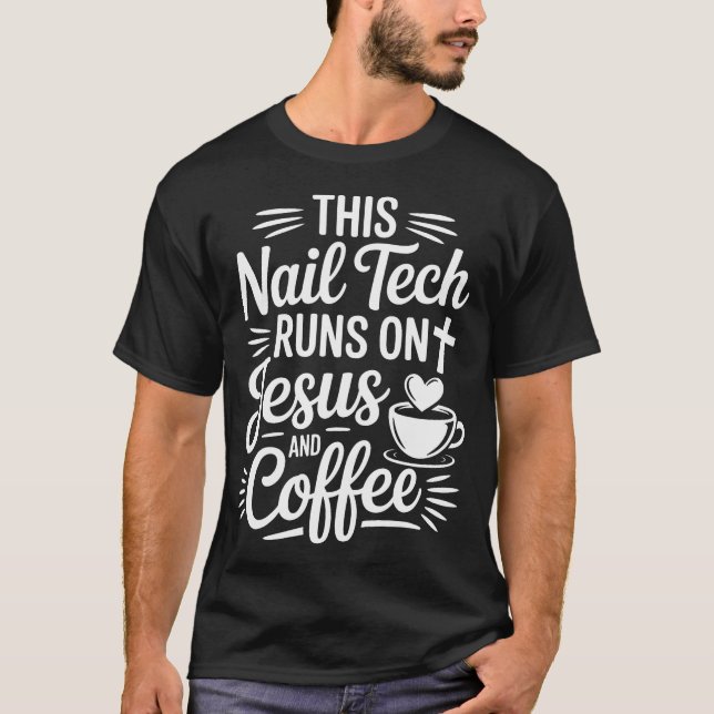 Camiseta Tech de Uñas Cristiano Jesús Fe Café (Anverso)