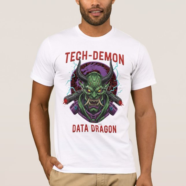 Camiseta Tech-Demon Data Dragon | Cyberpunk Oni Ma (Anverso)