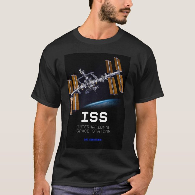 Camiseta Tech Mens ISS Estación espacial internacional negr (Anverso)
