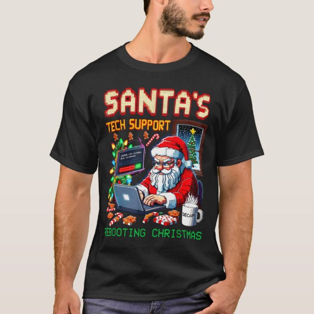 Camiseta Tech Pixel Support Santa's Rebooting (Anverso)