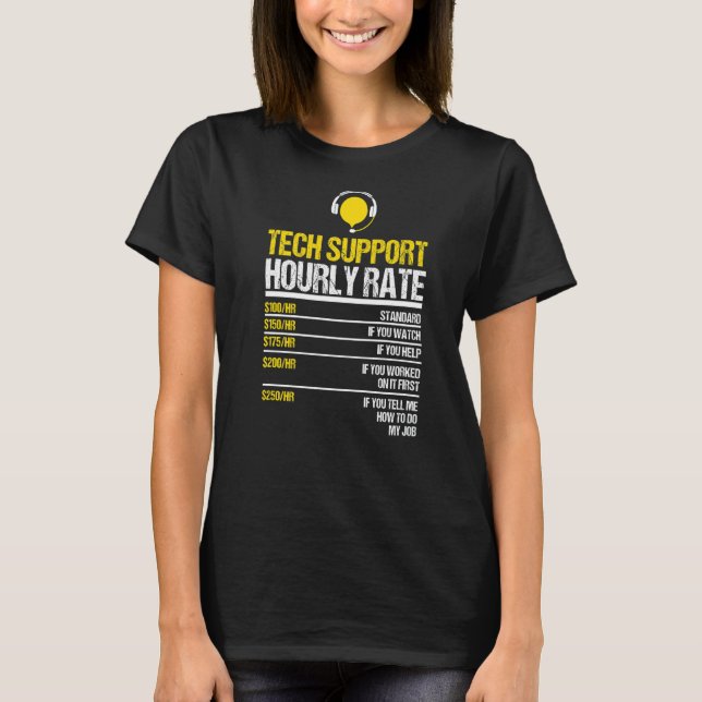Camiseta Tech Support Hourrate Tech Computer Geek Comput (Anverso)