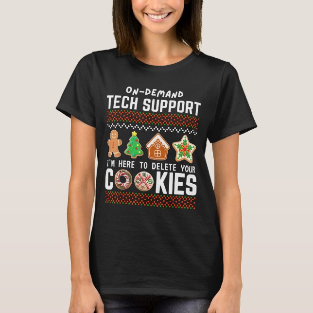 Camiseta Tech Suprt Delete Cookies Funny Design Christmas P (Anverso)