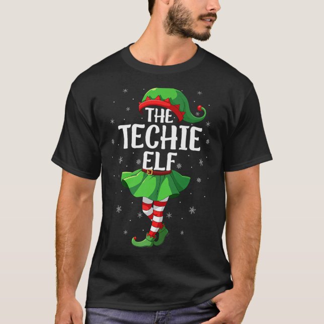 Camiseta Techie Elf Christmas Girls Women Elf Squad Xmas Fa (Anverso)