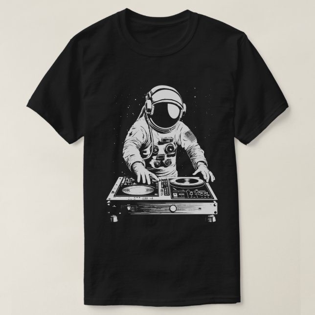 Camiseta Techno Astronauta DJ Disco Electrónico EDM Music (Diseño del anverso)