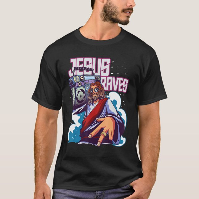 Camiseta Techno Dance Fiesta Rave Para Hombres Jesús Raves (Anverso)