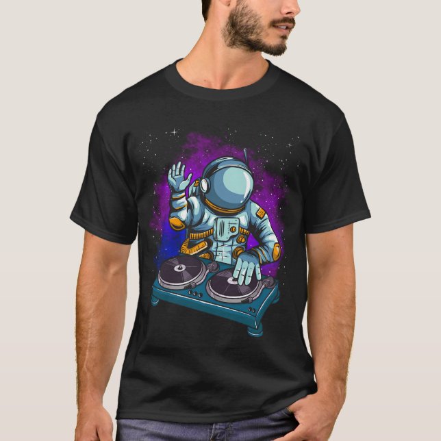 Camiseta Techno Dj, astronauta espacial (Anverso)