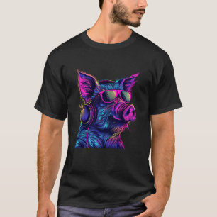 Camiseta Techno EDM DJ Cerdo Amante de la Música Auriculare