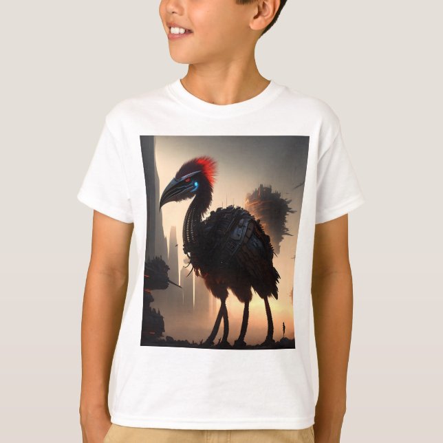 Camiseta "Techno-Feathers: The Futuristic Emu Robot" (Anverso)